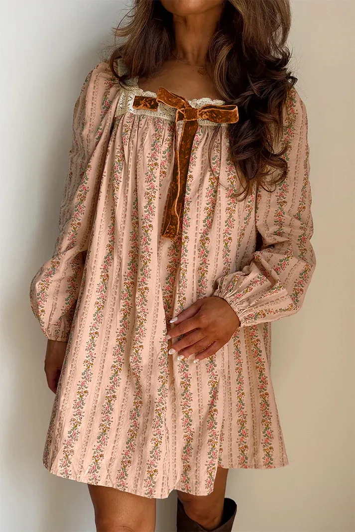 Floral Loose Mini with Velvet Bow