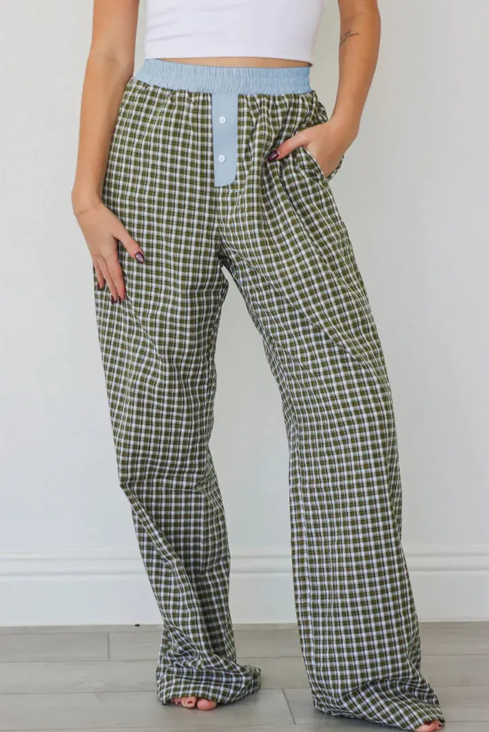 Brown Gingham Pants