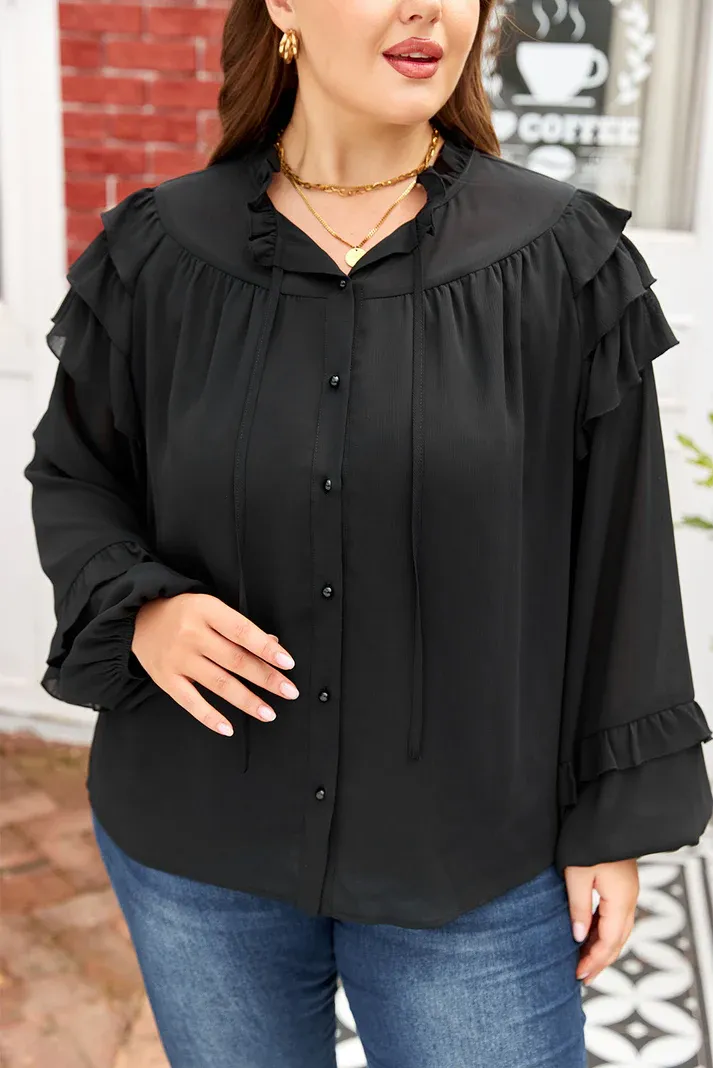 Black Ruffle Top