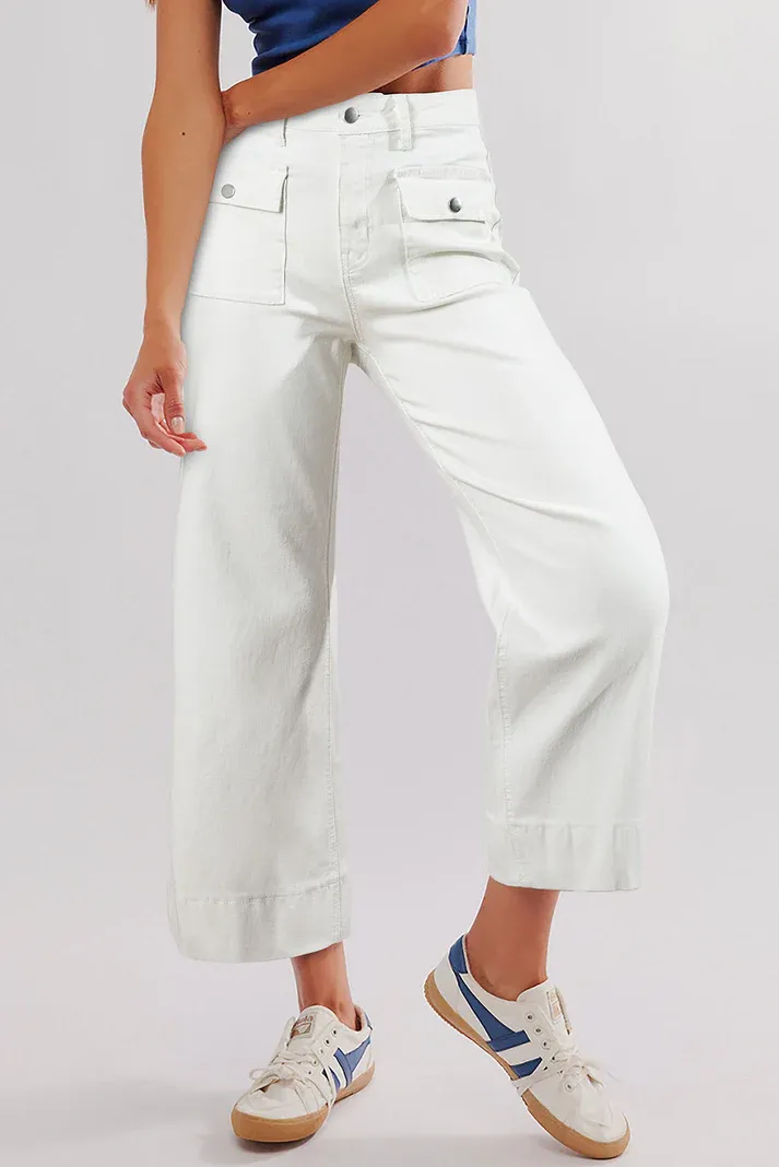 White Flap Pocket Jeans