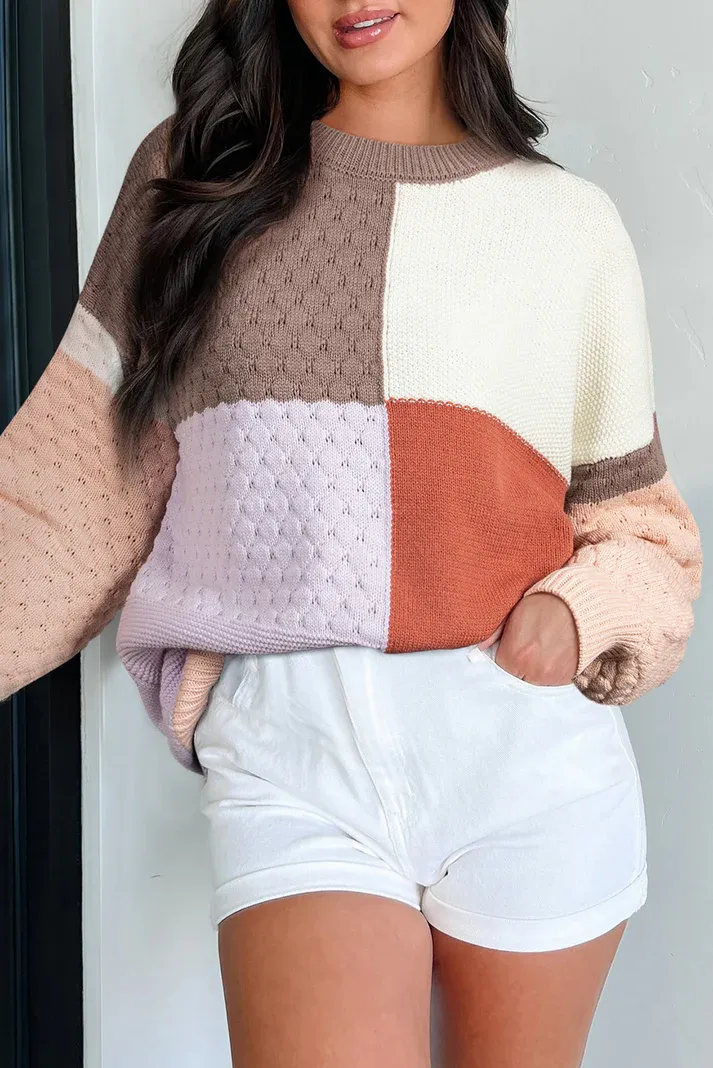 Colorblock Knit Baggy Sweater