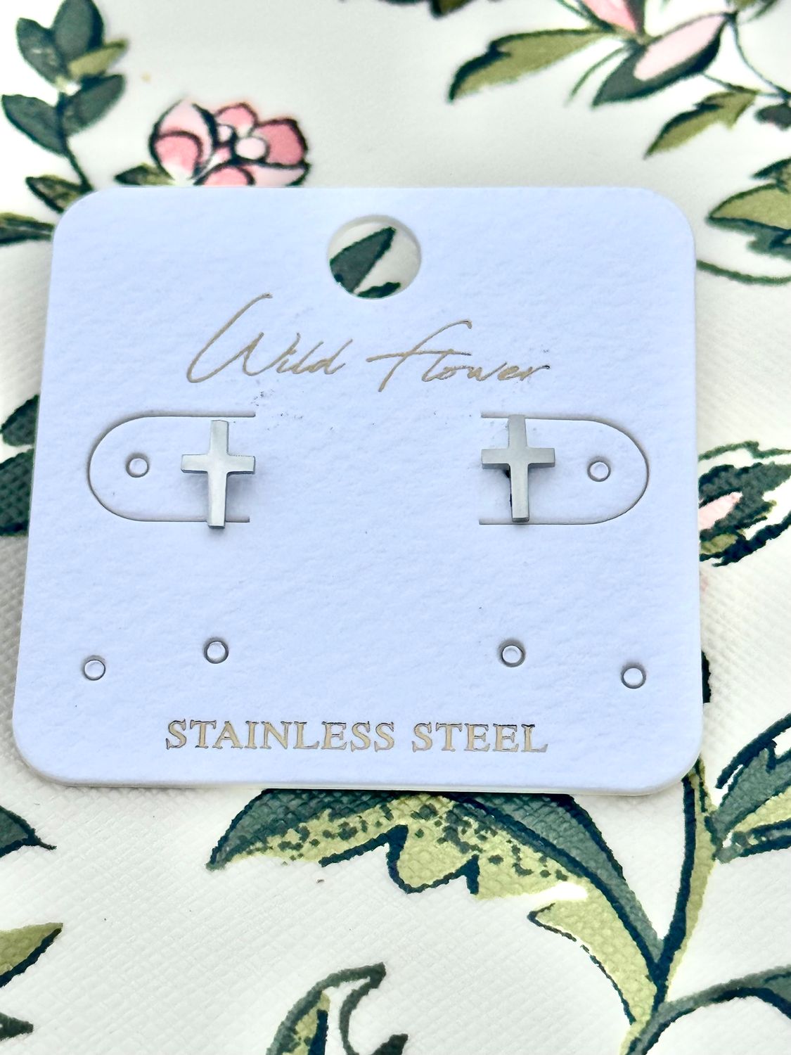 Silver Cross Studs