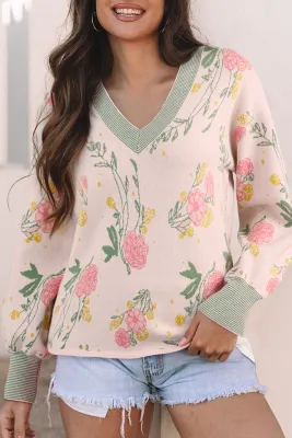 Pink Floral Sweater