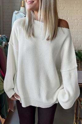 White Drop Shoulder Sweater