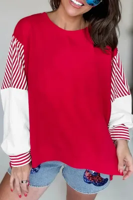 Red Stripe Sleeved Sweatshirt