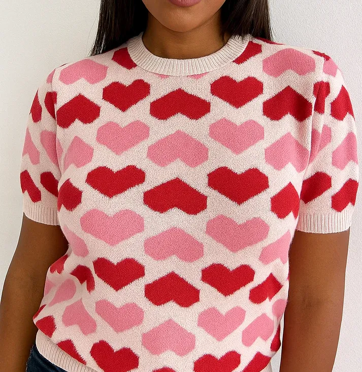 Two-Tone Heart Sweater