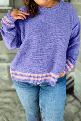 Pink Stripe Knit Sweater