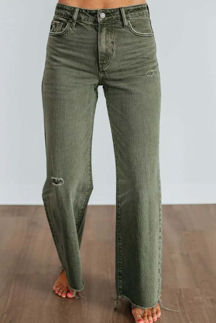 Green Distressed Jeans
