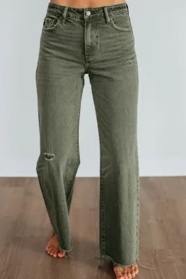 Green Distressed Jeans
