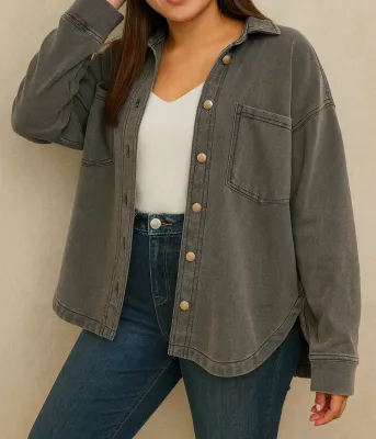 Grey Mineral Wash Shacket