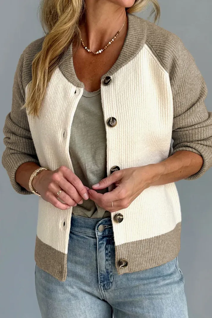White Knit Button Cardigan