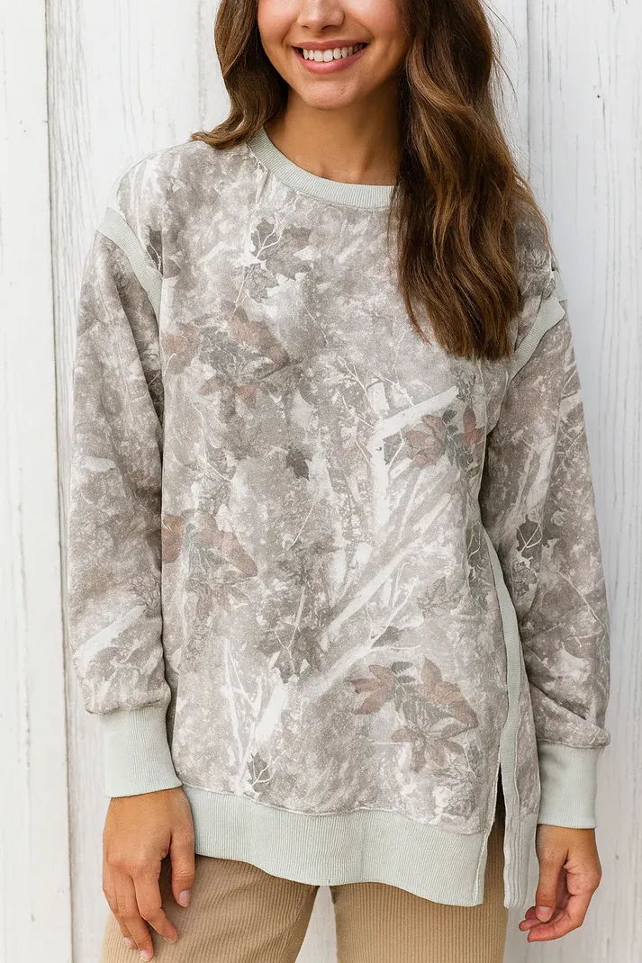 Camo Side Slit Sweatshirt