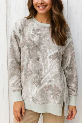 Camo Side Slit Sweatshirt