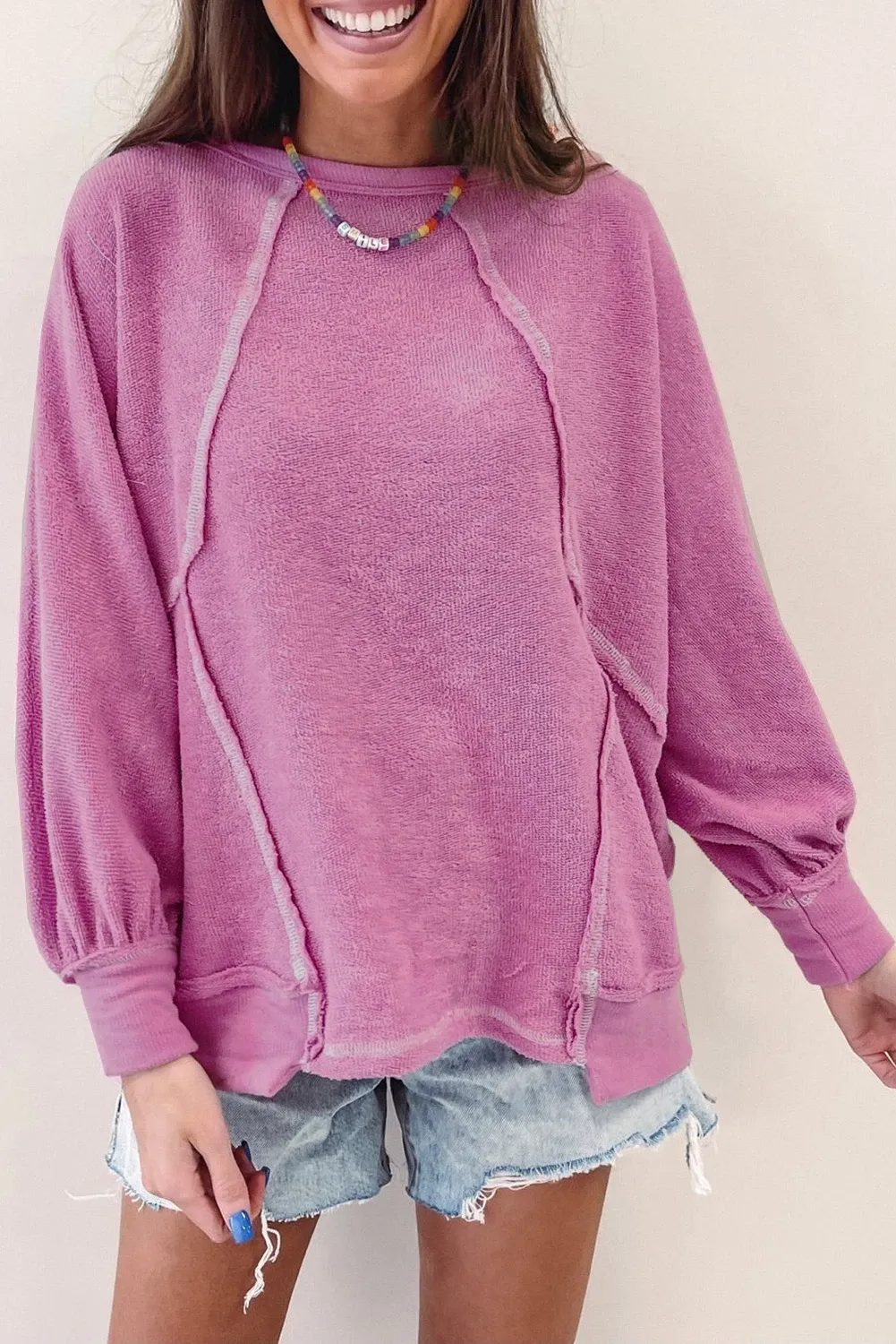 Pink Exposed Seam Sweatshirt