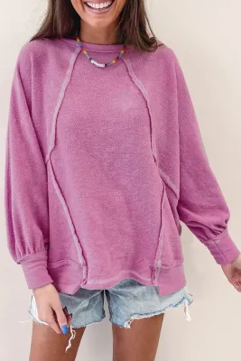 Pink Exposed Seam Sweatshirt