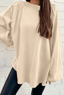Beige Raw Seam Sweater