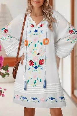 Floral Tassel Mini Dress