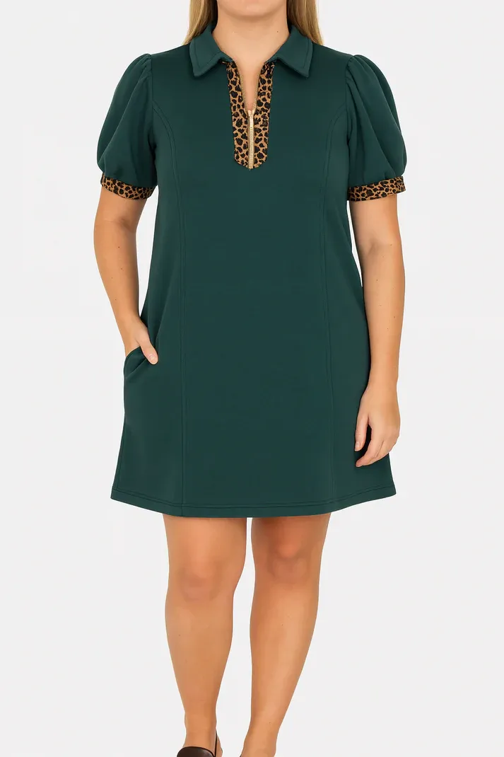 Leopard Quarter Zip Dress