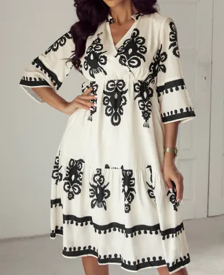 Western Print Midi Dress
