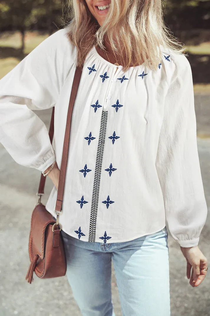 White Embroidered Blouse