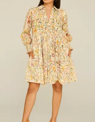 Yellow Floral Smocked Dress