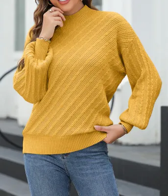 Yellow Textured Knit Sweater