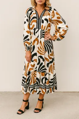 Tropical Ruffle Hem Dress