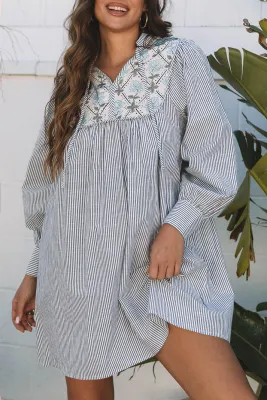 Black Stripe Floral Dress