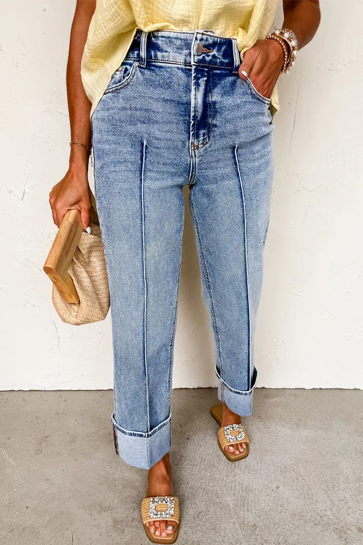 Center Seam Cuffed Jeans