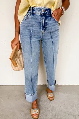 Center Seam Cuffed Jeans