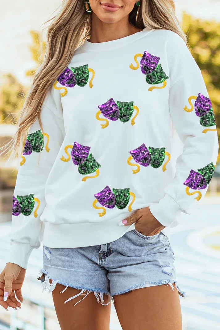 Sequin Mardi Gras Sweatshirt