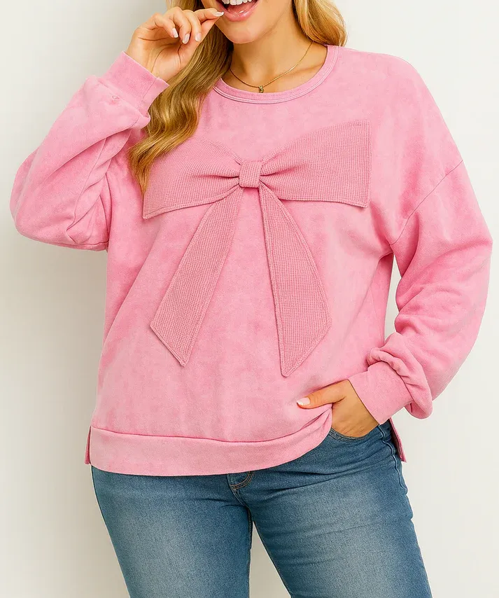 Bowknot Mineral Wash Sweatshirt