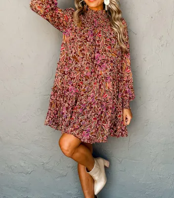 Red Floral Mini Dress