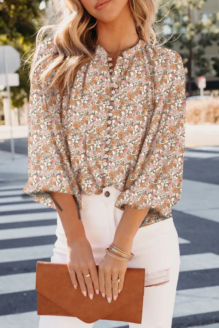 Orange Floral Button Shirt