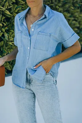 Blue Button Denim Shirt