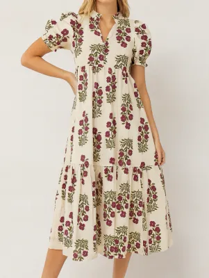 Beige Floral Maxi Dress