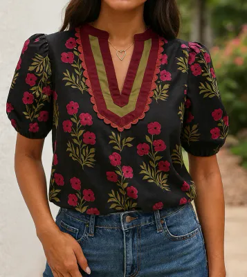Black Floral Blouse