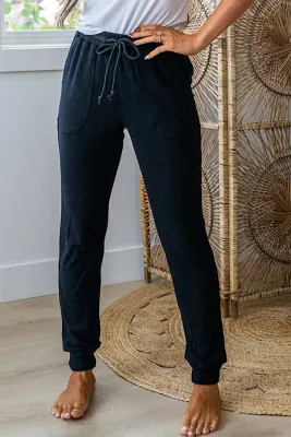 Black Ribbed Joggers