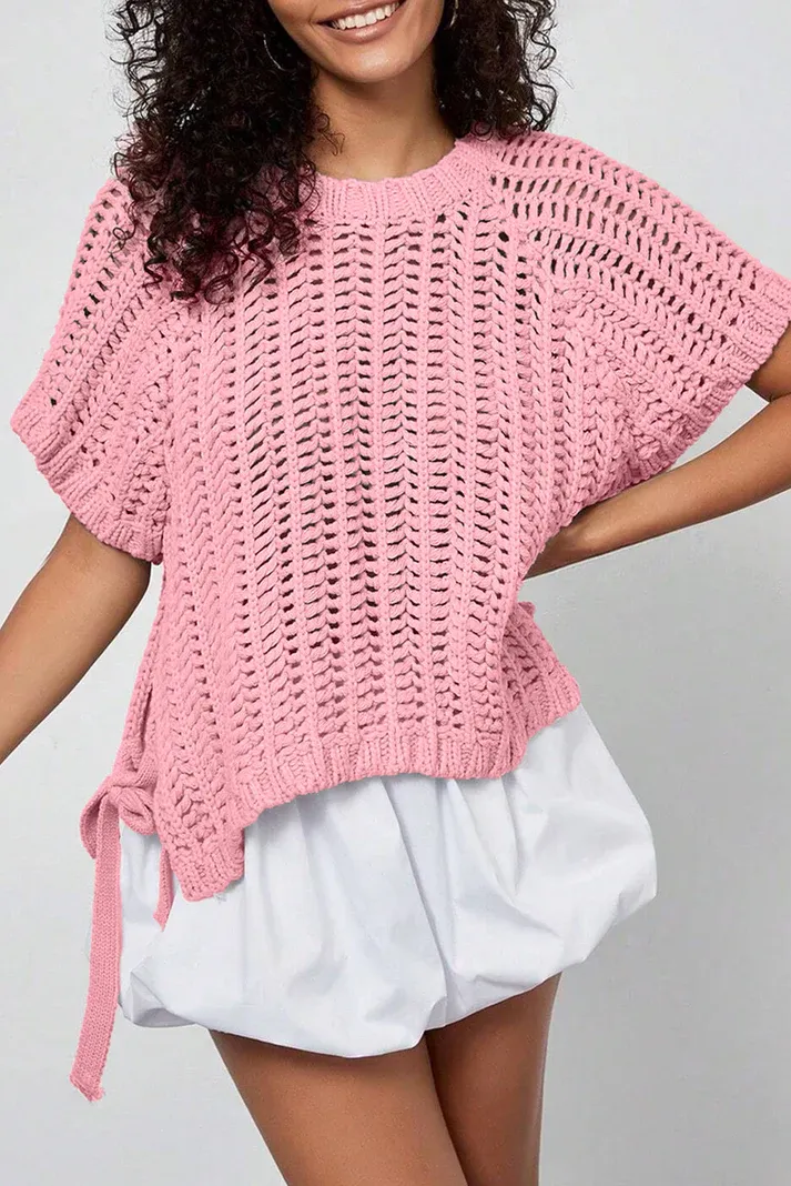 Pink Tie Side Sweater