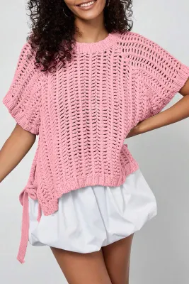 Pink Tie Side Sweater