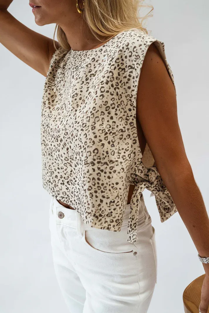 Knot Side Leopard Vest