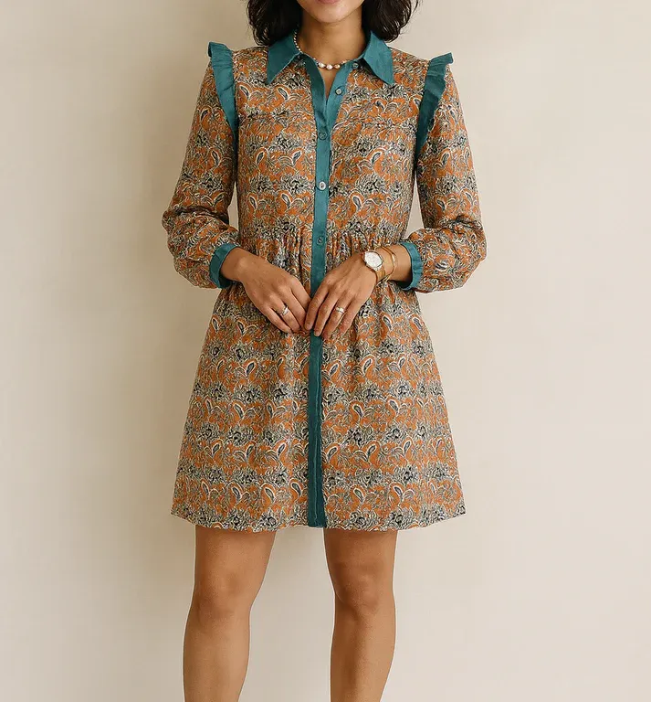 Orange Floral Mini Dress