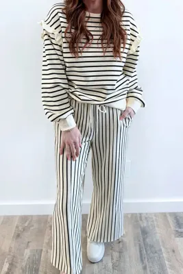 White Striped Drawstring Set