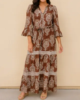Brown Floral Maxi Dress