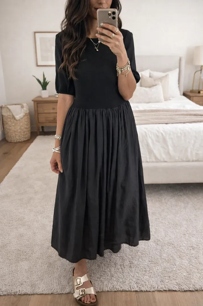 Black Pleated Dress
