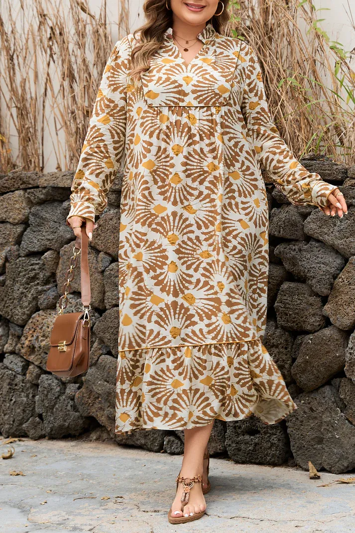 Khaki Abstract Dress