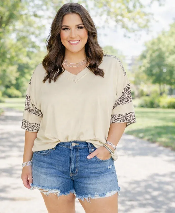 Exposed Seam Leopard Top