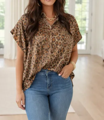 Metallic Leopard Casual Top
