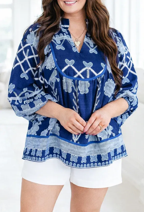 Blue Floral Blouse