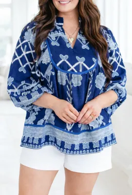 Blue Floral Blouse